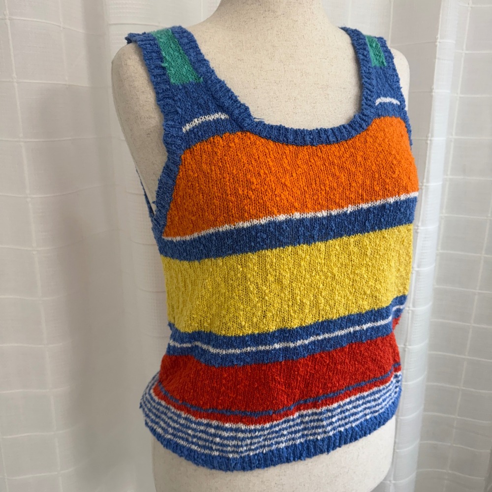 Vintage Renee Tener for Jeanne Pierre Striped Knit Tank Top Multicolor M